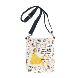 Beauty Movie Makeup Bag Beast Fans Gift Belle Princess Birthday Gift Fairy Tales Cosmetic Bag (Bellleee Crossbody bag ca)