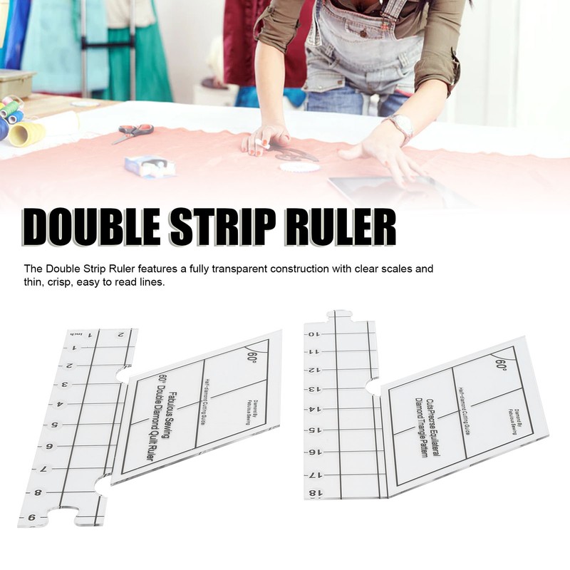 18inch Double Strip Quilting Ruler 60 Degree Diamond Quilt Ruler