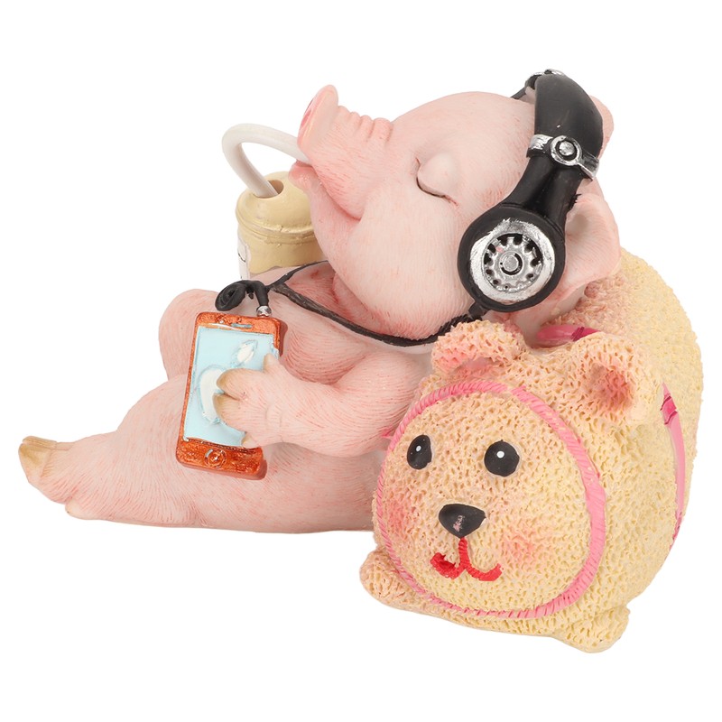 Pig Statue Mini Funny Casual Musical Resin Pig Art Figurine