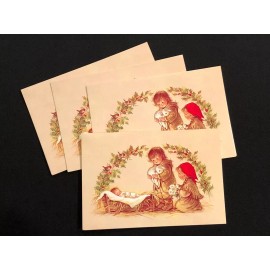 Artis Vintage Christmas Cards Nativity Bible Verse Manger Lot of 4 NOS w/ Envelopes