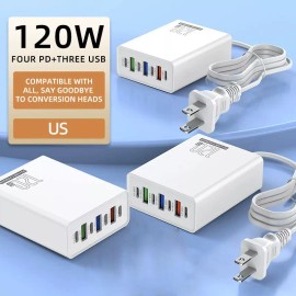 Universal 120W 6-in-1 Desktop Charger 112W Multi-Port Charging Station USB-C Fast Charge