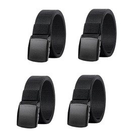 Moshero 4PCS Work Belts for Men, Unisex Nylon Canvas Belt for Men and Women, Adjustable Nylon Fabric Belt with Plastic Buckle Length 130 cm, Width 3.8 cm (Black+Black+Black+Black)