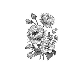 kobench Semi Permanent Tattoos,Three Blooming Flowers - K41 Design,Waterproof,Easy-to-Apply,Long Lasting 1-2 Weeks, Plant-Based,Flower Tattoos