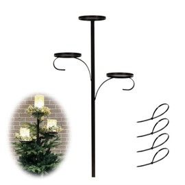 Black Christmas Tree Topper, Tree Topper Candelabra for Christmas, 3 Tier Candle Holders, Unique Christmas Topper Decorations, Christmas Decorations (A)