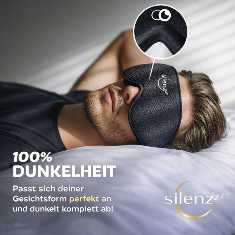 SILENZZZ Premium Sleep Mask, 3D Eye Mask for Men and