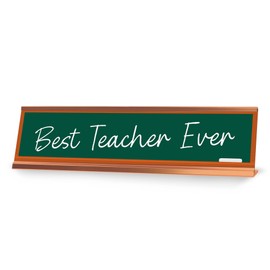 Signs ByLITA Best Teacher Ever Gold Frame, Novelty Desk Sign (2x8“)
