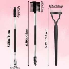 6 PCS Eyelash Separator Comb, Double-Ended Angled Eyebrow Spoolie Brush, 3-Head Eyelash Brush Shaper Comb, Eyebrow Separator Set for Precise Application