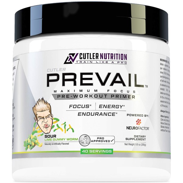 Prevail Pre Workout Powder with Nootropics: Pre Workout for Men and Women, Cutting Edge Energy and Focus Supplement with L Citrulline, Alpha GPC, L Tyrosine | Sour Lime Gummy, 40 Scoops
