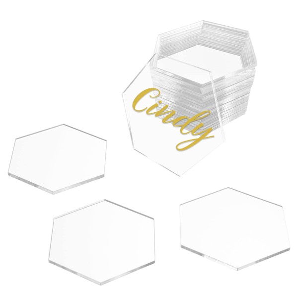 KAITELA 100 Pcs Clear Acrylic Place Cards 1/8" Thick, 3.15"