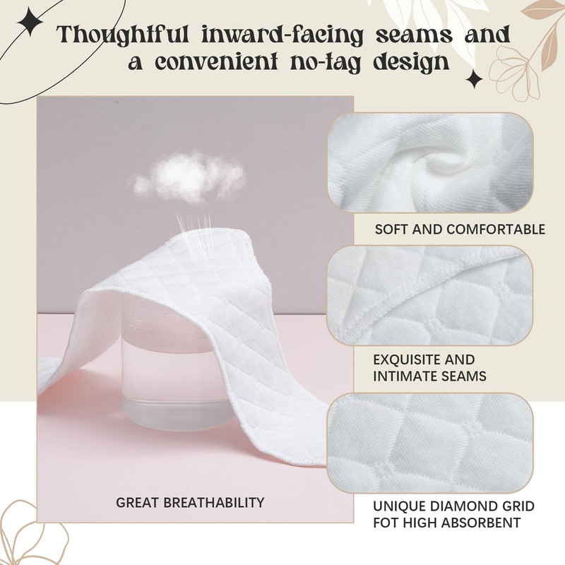 Boyiee Pack of 16 Reusable Cotton Bra Inserts Under the