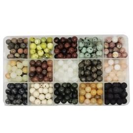 Natural Round Stone Beads Healing Engry Crystals Gemstone Beading Loose Gemstone Hole Size 1mm DIY Smooth Beads for Bracelet Necklace Earrings Jewelry Making,Box Packed … (15Colors-8mm)