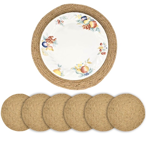 12 Inch Round Jute Placemats Set of 6 – Boho