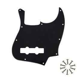 Phrilam 10-Hole Jazz Bass Pickguard for Fender 4 String Bass, Black 3Ply