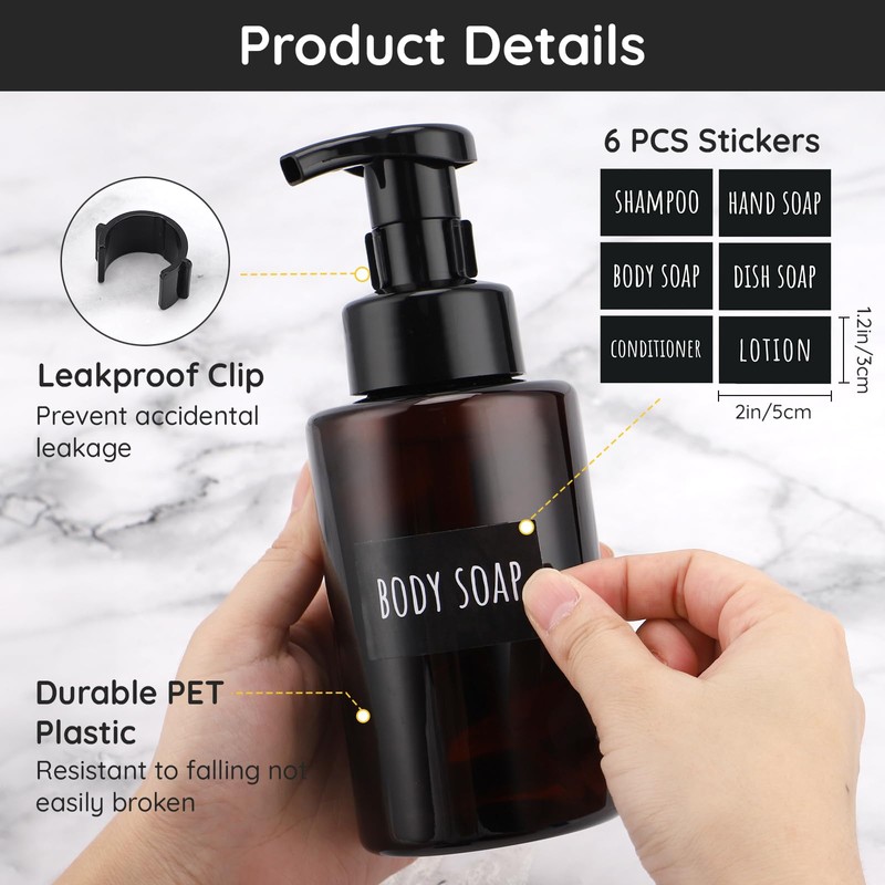 Segbeauty Foam Soap Dispenser, 4 Pcs 400ml Hand Soap Dispenser,