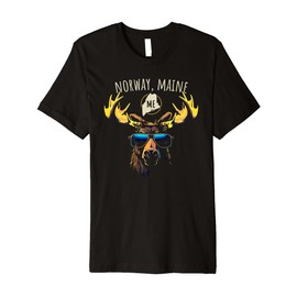 Norway Maine USA Moose Wearing Sunglasses Design Premium T-Shirt
