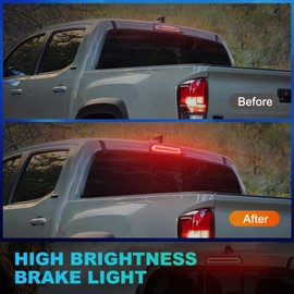 LED 3rd Brake Light Fit for 2016 2017 2018 2019 2022 2021 2022 2023 Tacoma Limited SR SR5 TRD Off-Road Pro Sport, Third Brake Light Assembly Rear Cargo Lamp Red High Mount Brake Light Smoky Lens