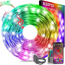 KSIPZE 200FT 100FT 50FT Smart Led Strip Lights RGB Color Changing Time Setting Music Sync Strip Lights with both App and Remote Control,for Bedroom Indoor Lighting,for Blackfriday Goods - Lengths: 50FT