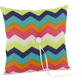 Paper Frenzy Colorful Chevron Wedding Ring Bearer Pillow