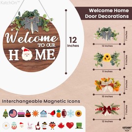 KatchOn, Interchangeable Welcome Sign for Front Door - Pack of 26 | 4th of July Welcome Sign, Housewarming Gifts New Home | Home Decor for Front Door Sign, 4th of July Decorations, Fall, Thanksgiving, and All Seasons