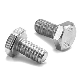 3/8-16 x 1/2" Hex Head Screw Bolt, 10Pcs 18-8 (304) Stainless Steel, Fully Threaded, Plain Finish, by SG TZH