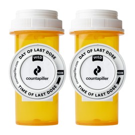 Countapiller - Dosage Time Tracker - Medication Intake Management - Medication Organizer Reminder - AM/PM - Dosage Reminder in Daily and Hourly (2-Pack, White | with 8" Velcro Strap) Made in Texas