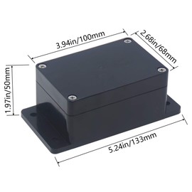 Otdorpatio 2Packs Junction Box IP65 Waterproof ABS Plastic Electrical Project Case Power Junction Boxes, Project Box with Fixed Ear Black 3.94x2.68x1.97 inch(100x 68 x50 mm)