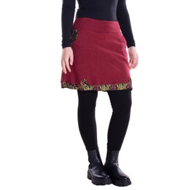 Vishes - Alternative Clothing - Thermal Skirt Women's Warm Winter Skirts Short Pocket Skirt Made of Eco Fleece, darkred