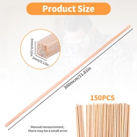 150 Pcs Natural Balsa Wood Sticks, Square Wooden Dowels 3 X 3 X 300 mm Wood Strips, Square Wooden Sticks, Unfinished Wood Craft Sticks for Crafting Model Making Decor Woodworking Projects