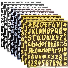 CRASPIRE 729Pcs 9 Sheets Alphabet Numbers Stickers 3 Colors Self Adhesive Label Sticker White Gold Letter Decals Scrapbook Vinyl Letters Number Kit Waterproof Decal for Mailbox Bottle Laptop DIY Sign
