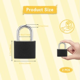 WVD 2 Pcs Luggage Lock, Mini Black Locker Lock, Padlock with Key, Travel Security Luggage Locks for Backpacking Essentials, Locks with Keys for Small Suitcase Backpacks Computer Bags Toolbox