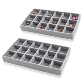 2 Stück Schmucktablett, Schmuckaufbewahrung Schublade Stapelbar Schmuck Aufbewahrung Box Schmuck Organizer Schublade, Schubladeneinsatz für Halsketten, Armbänder Ohrringe Ringe Uhren(Grau)