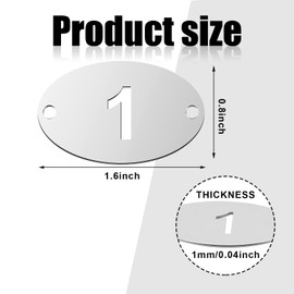 Hicarer Metal Numbered Tags Stainless Steel Number ID Key Tags with Holes Numbered Key Rings Chain (50 Pcs,1-50, Oval)
