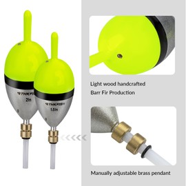 THKFISH Balsa Wood Fishing Floats Set, 5 Pieces Slip Floats, Float Fishing, Waggler Floats, Pike Floats on Crappie, Panfish, Walleye, Salmon, Fishing Accessories Floats and Trout Floats, 4/5/6 cm