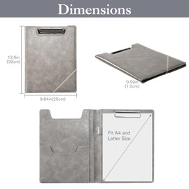 ProCase Clipboard A4, Portfolio Folder, Business Clipboard, Padfolio Binder with A4 Writing Pad, Notepad, Document Organiser for Interview, CV, Office, Conference, Presentation, Grey
