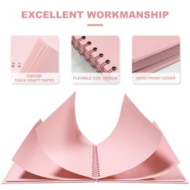 HenPisen Scrapbook Album 10 x 10 Inch 20 Sheets/40 Pages Pink Hardcover Kraft Paper DIY Scrap Book Photo Albums, Memory Book for Baby, Wedding, Anniversary and Family