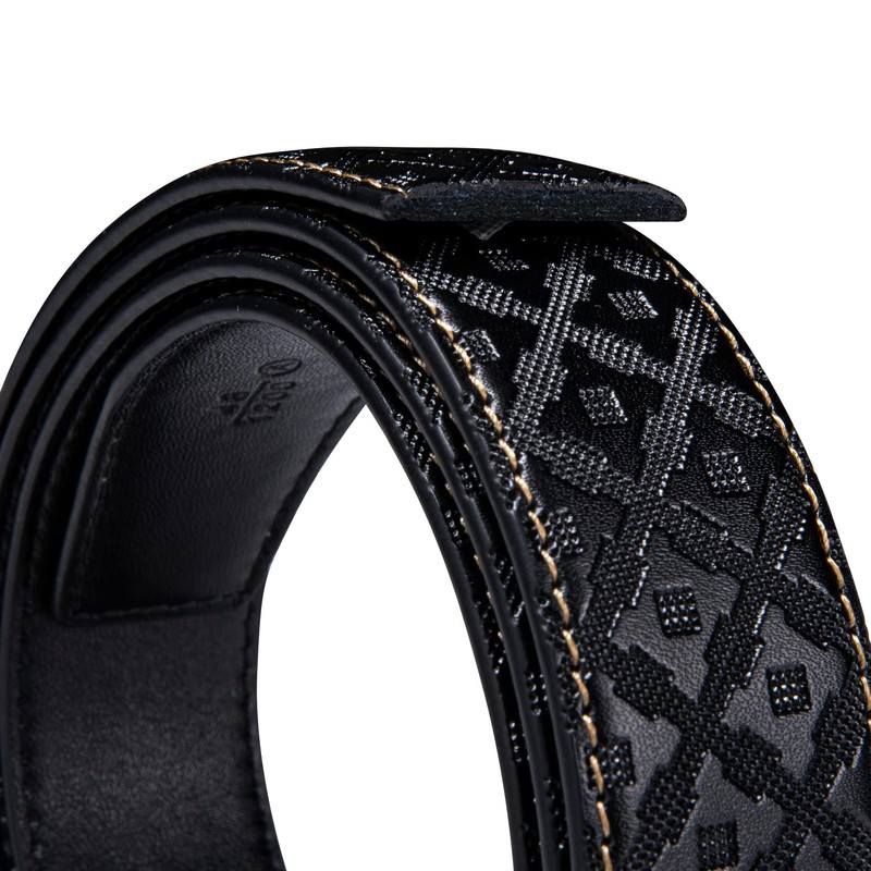 Barry.Wang Black Belt Men Designer Ratchet Buckle Sliding Belt Large