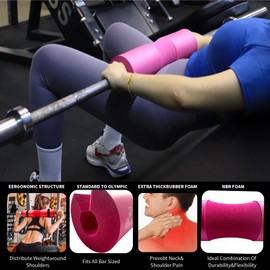 Wiexiang 11Pcs Barbell Pad Set for Squat, 1Hip thrust pad, 2 Lifting Straps, 3 resistance bands, 2 Ankle Strap For Cable Machine, 2 Squat Pad Safety Straps and Carry Bag, Gym equipment (pink)