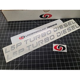 L5P Turbo Diesel Decals (2-Pack) Duramax 6.6L Truck Hood Fender Stickers Fits 2017-2024 Silverado Sierra 2500 3500 HD Select Color: (Metallic Silver)