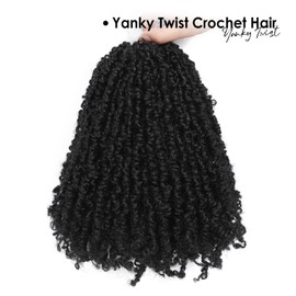 Yanky Twist Crochet Hair (12+14+16inch)*3,Total 9 packs,Natural Black,Pre-Looped Yankee Twist Mini Passion Twist,Pre-Twisted Micro Spring Twist,Boho Senegalese Twist Crochet Hair with Curly Ends (1B#)