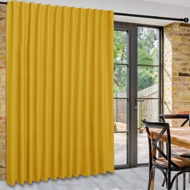 DWCN Room Divider Curtain - Patio Sliding Door Curtains, Extra Wide Blackout Curtains with Back Tab & Rod Pocket for Living Room and Bedroom Partition, 100 x 96 Inches Yellow