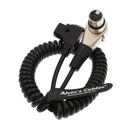 Alvin's Cables Luxury XLR 4 Pin Female Right Angle to D-Tap Coiled Power Cable for ARRI Camera Monitor