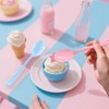 50 Pcs Pink and Blue Plastic Spoons Heavy Duty Plastic