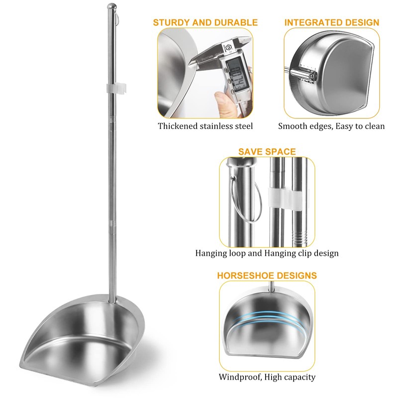 Broom and Dustpan Set with Long Handle, Heavy Duty Broom