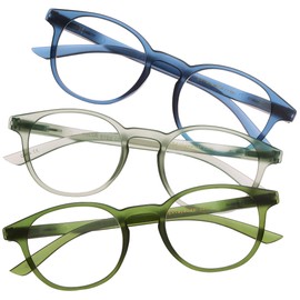 SAV Eyewear Color Eyes Round Reading Glasses, Blue, Green, Grey, 2