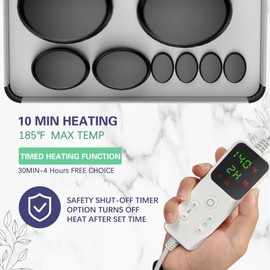 AICNLY Hot Stones Massage Set with Temperature Adjustment-20 Pcs Basalt Hot Stones with Heater Kit, Professional Massage Tool for Spa-Lymphatic Drainage, Relieve Tension and Muscle Pain