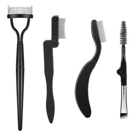 4 PCS Folding Eyelash Comb, Eyelash Separator, Brow Brush, Lash Comb, for Define Eyelash and Eyebrow(Black)