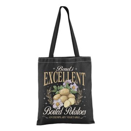 TSOTMO Novel Lover Gift Funny Literary Shopping Bag Excellent Boiled Potatoes Tote Bag Bookish Gift for Book Lover Reading (Potatoes AN tote)