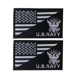 X.Sem U.S.Navy USN Patch - 2 Pack Tactical Patches Embroidery Military Emblem (Black White(Eagle))