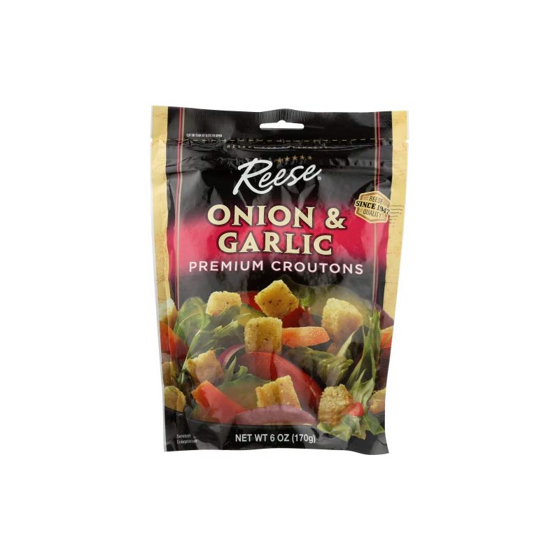 Reese Onion and Garlic Croutons, 6-Ounces (Pack of 12)