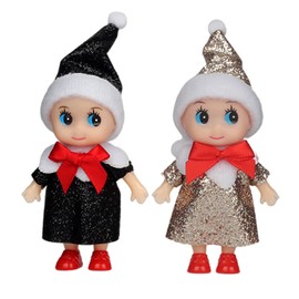 2 Pieces Baby Christmas Elf Dolls Christmas Miniature Bling Bling Elf Dolls Tiny Elf Boys and Girls Christmas Decorations Party Accessories for Christmas, Thanksgiving Day, Holidays, New Year